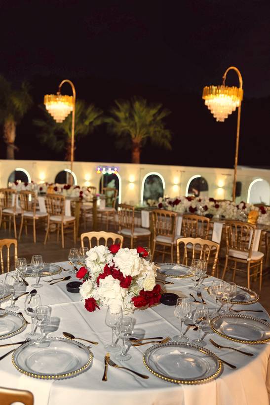 Dinner under the lit arches